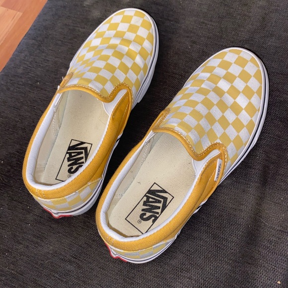 checkered yellow vans